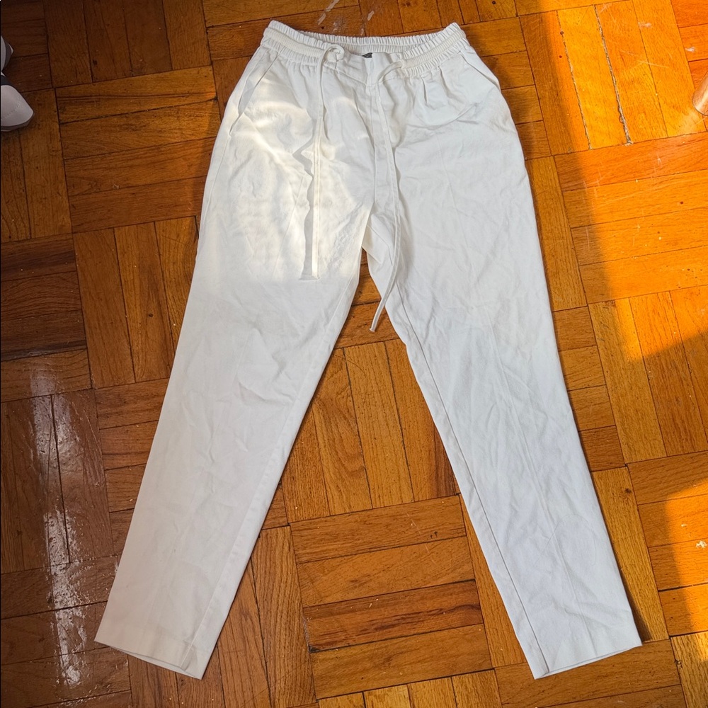 Zara Men's Crisp White Drawstring Pants